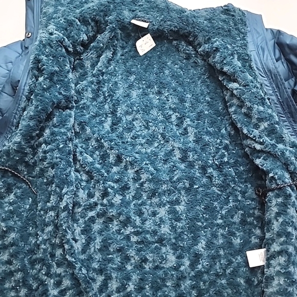 Columbia Women's Quilted Water Resistant Teal Emerald Green Jacket Faux Fur Sz M - Picture 12 of 16